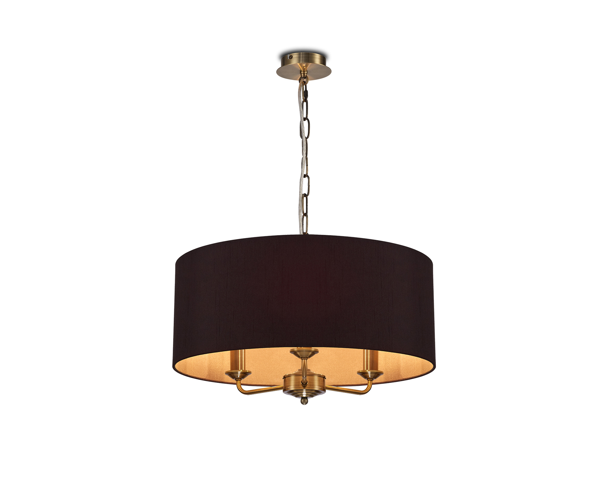 Banyan 50cm 3 Light Pendant Antique Brass, Midnight Black/Green Olive DK0046  Deco Banyan